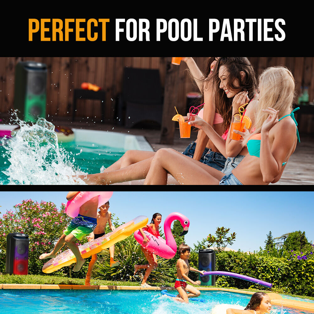 M&B Portable Splash Proof 120W Bluetooth Party Speaker | Karaoke Microphone, IPX4, TWS Pairing, Multi-Input, RGB, USB Charging