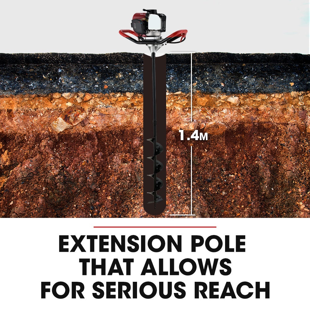 BAUMR-AG BPX-1400 Petrol Post Hole Digger | 38cc 4-Stroke | 150mm Auger | 600mm Extension Shaft