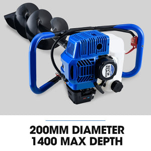 POWERBLADE PD750 52cc 2-Stroke Petrol Post Hole Digger | 200mm Auger | 600mm Extension Shaft