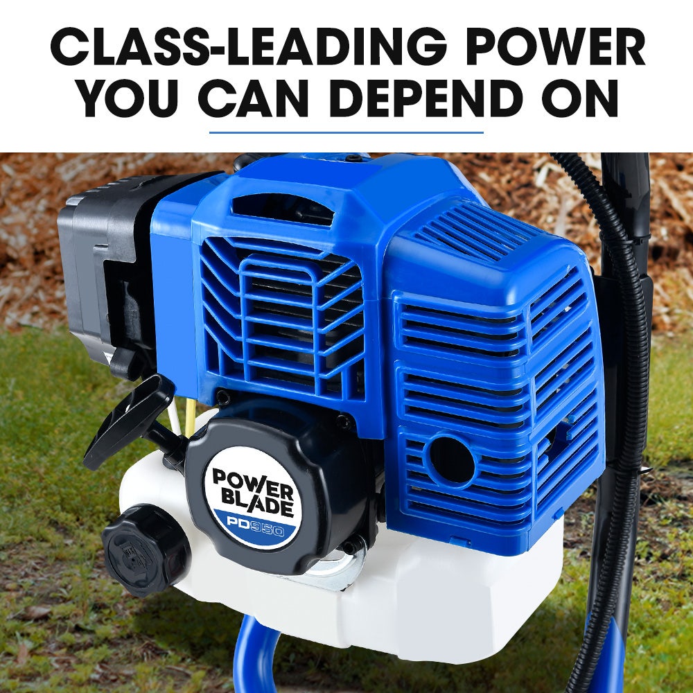 POWERBLADE PD950 52cc 2-Stroke Petrol Post Hole Digger | 3 Auger Bits & 600mm Extension Shaft