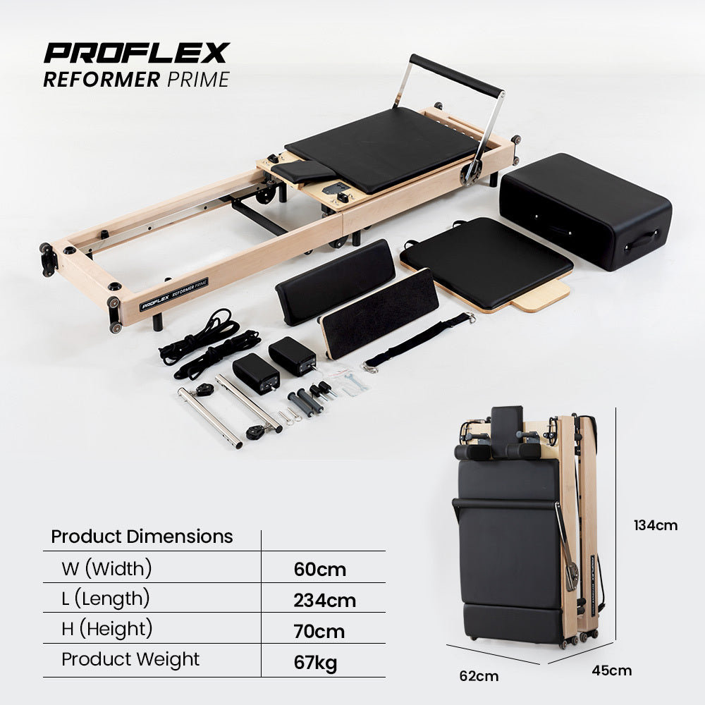 PROFLEX Wooden Pilates Reformer Machine | Stretch Bed with Box & Jump Board Accessories