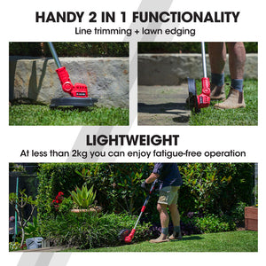 Baumr-AG 20V Cordless Line Trimmer | Whipper Snipper Electric Garden Tool | 2.0Ah Lithium Battery & Charger