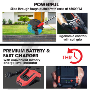 Baumr-AG 20V Cordless Line Trimmer | Whipper Snipper Electric Garden Tool | 2.0Ah Lithium Battery & Charger