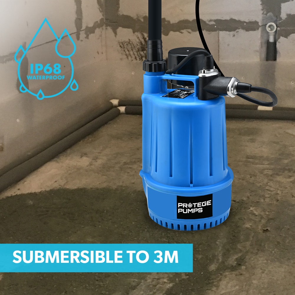 PROTEGE Tight Access Clean/Grey Water Submersible Sump Pump | Vertical Float Switch