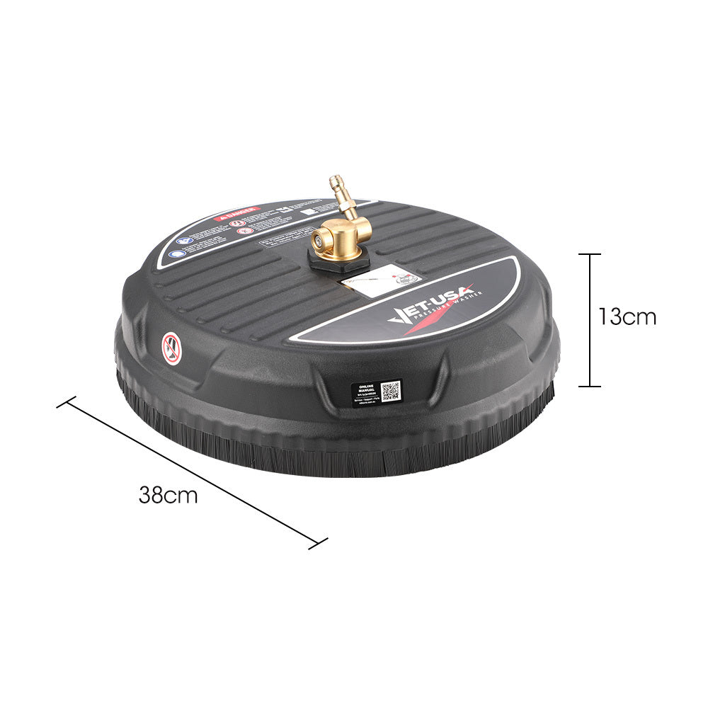 JET-USA Pressure Washer Surface Cleaner | 15" Nylon | 1/4" Fitting for Concrete Driveway Patio Floor