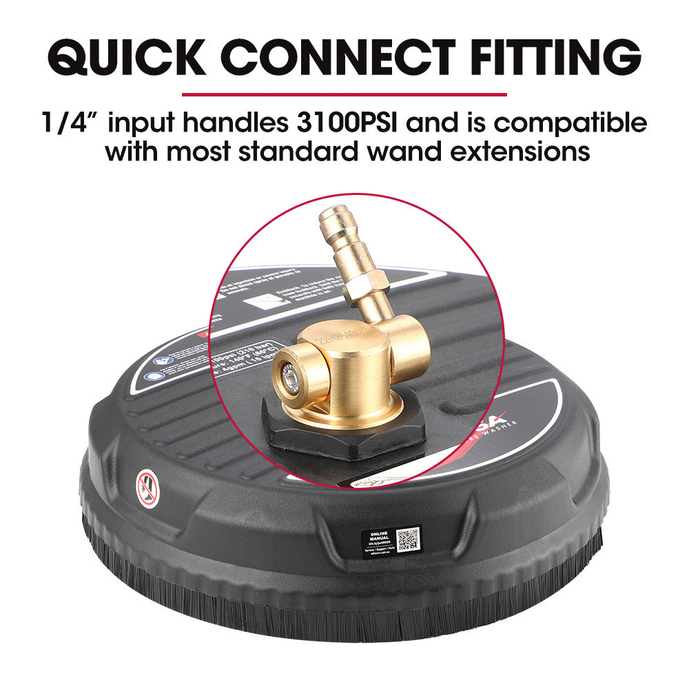JET-USA Pressure Washer Surface Cleaner | 15" Nylon | 1/4" Fitting for Concrete Driveway Patio Floor