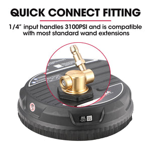 JET-USA Pressure Washer Surface Cleaner | 15" Nylon | 1/4" Fitting for Concrete Driveway Patio Floor