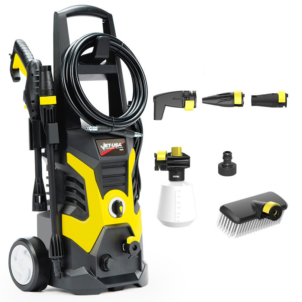 JET-USA RX530 Electric High Pressure Washer | 2400PSI | 3 Nozzles | Brush Head Cleaner | Detergent Bottle