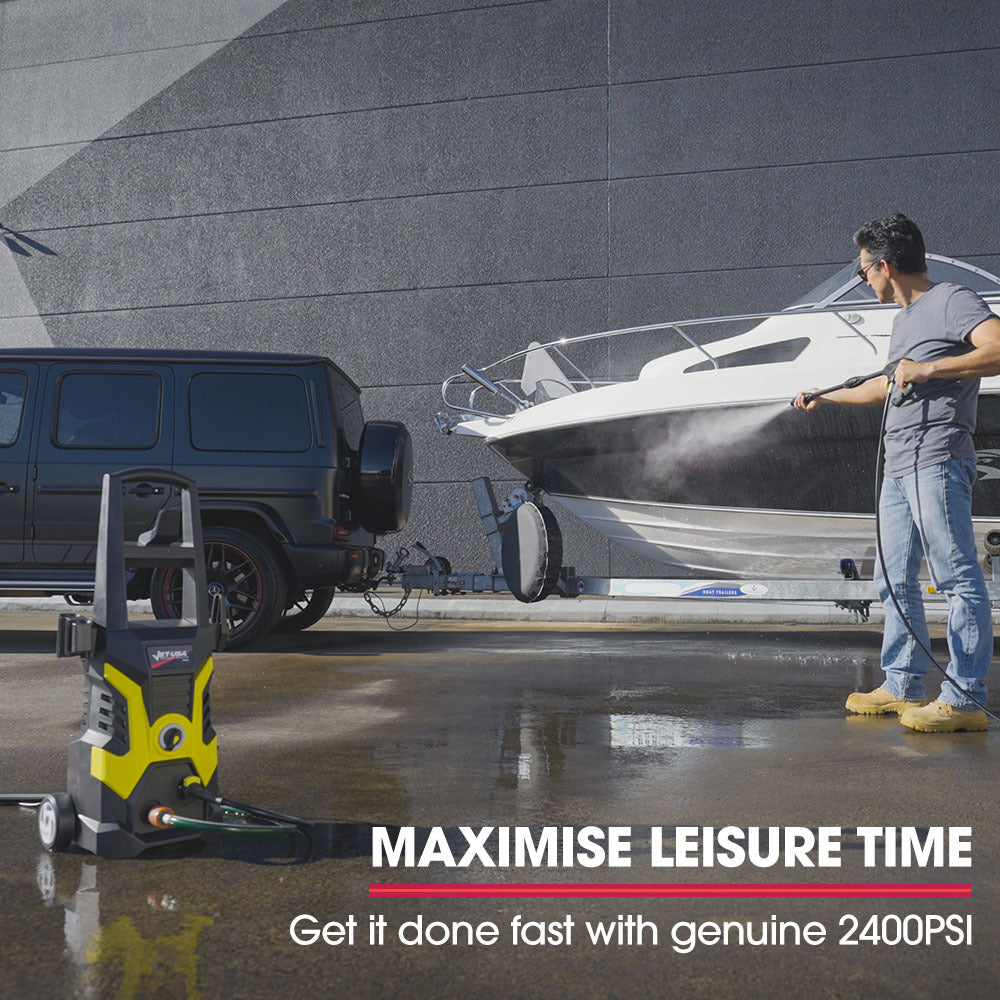 JET-USA RX530 Electric High Pressure Washer | 2400PSI | 3 Nozzles | Brush Head Cleaner | Detergent Bottle