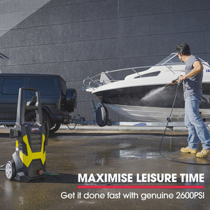 JET-USA RX535 Electric High Pressure Washer | 2600PSI | 2 Nozzles | Brush Head | Deck Cleaner | Detergent Bottle