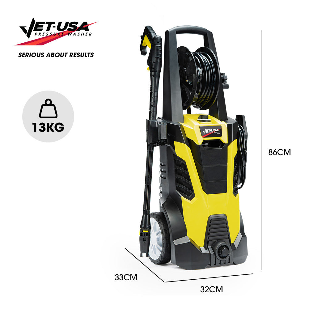 JET-USA RX540 Electric High Pressure Washer | 2800PSI | 2 Nozzles | Brush Head | Deck Cleaner | Detergent Bottle | 10M Hose