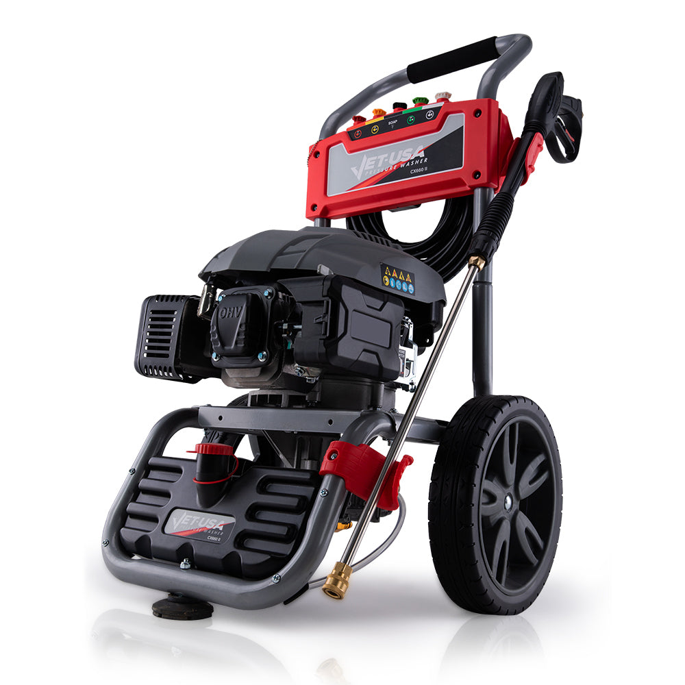 JET-USA Petrol High Pressure Washer | 7HP | 4800PSI | Water Spray Gun | 30M Hose | Drain Cleaner