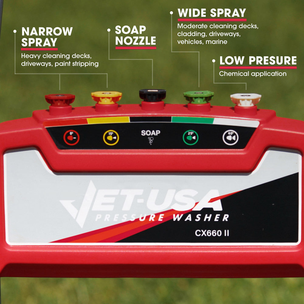 JET-USA Petrol High Pressure Washer | 7HP | 4800PSI | Water Spray Gun | 30M Hose | Drain Cleaner