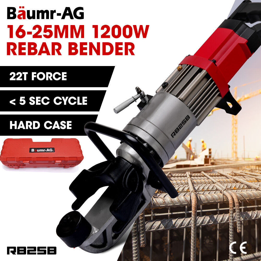 BAUMR-AG Heavy-Duty Electric Rebar Bender | 1200W | 16-25mm Capacity | Carry Case