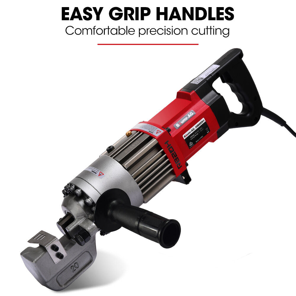 BAUMR-AG Heavy-Duty Electric Hydraulic Rebar Cutter | 1000W | 4-20mm Capacity | 3 Sec Cycle | Rear & Side Handle | Carry Case