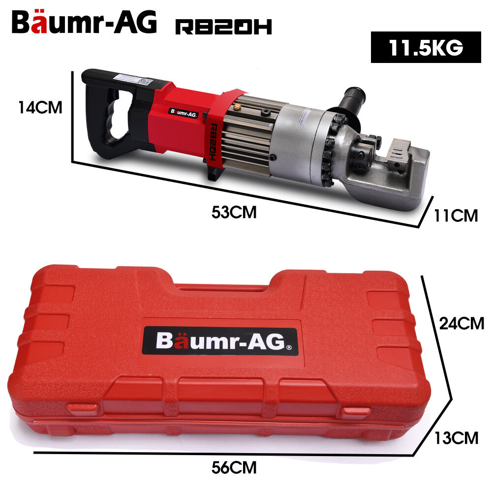 BAUMR-AG Heavy-Duty Electric Hydraulic Rebar Cutter | 1000W | 4-20mm Capacity | 3 Sec Cycle | Rear & Side Handle | Carry Case