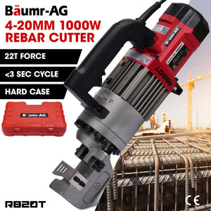 BAUMR-AG Heavy-Duty Electric Hydraulic Rebar Cutter | 1000W | 4-20mm Capacity | 3 Sec Cycle | Carry Case
