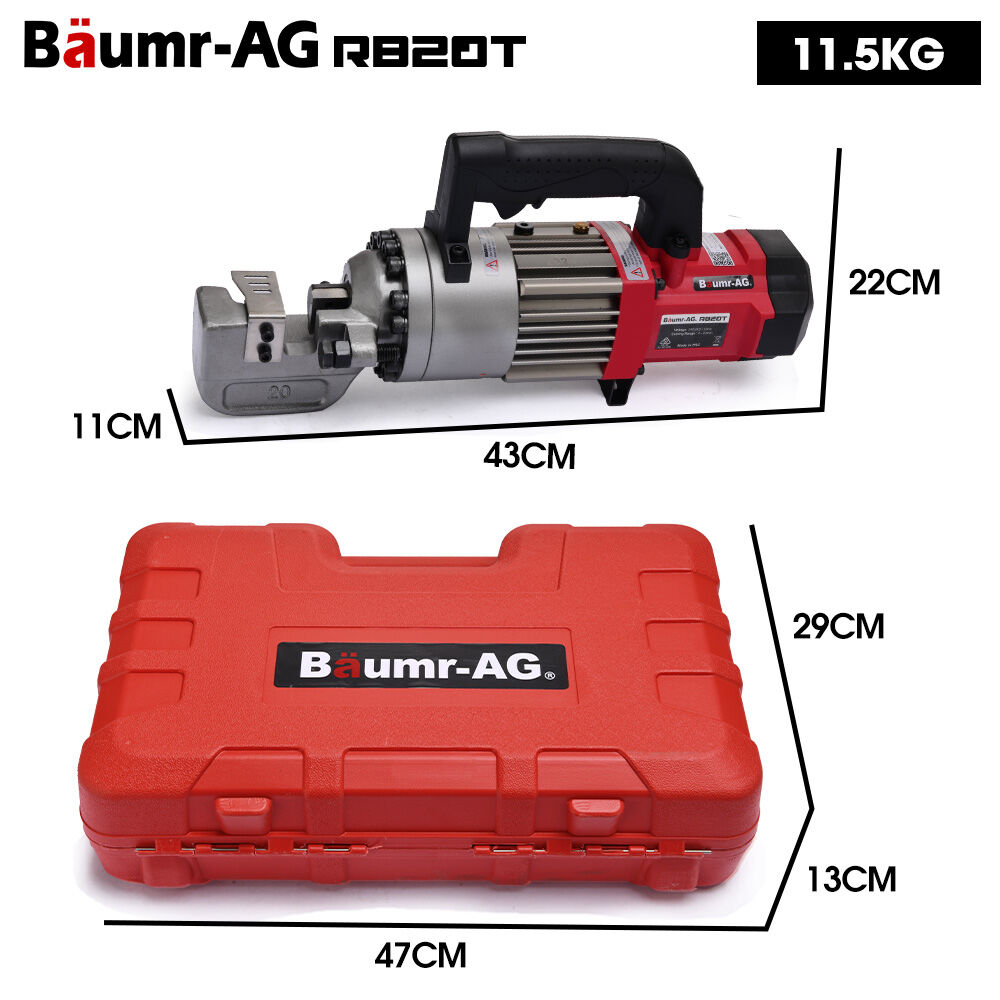 BAUMR-AG Heavy-Duty Electric Hydraulic Rebar Cutter | 1000W | 4-20mm Capacity | 3 Sec Cycle | Carry Case
