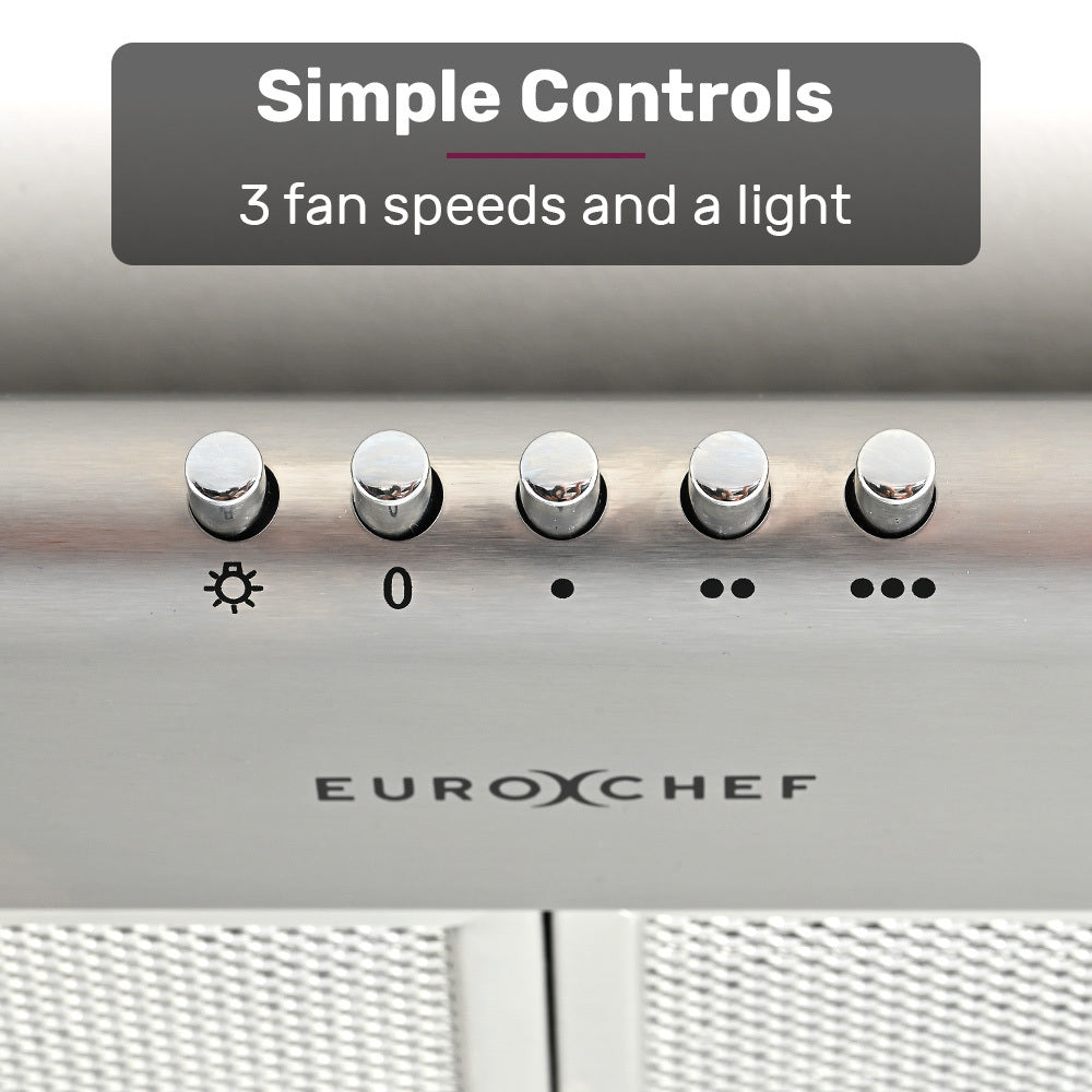 EUROCHEF Fixed Rangehood | 60cm | Stainless Steel | 3-Speed | Halogen Lights | EFR60S