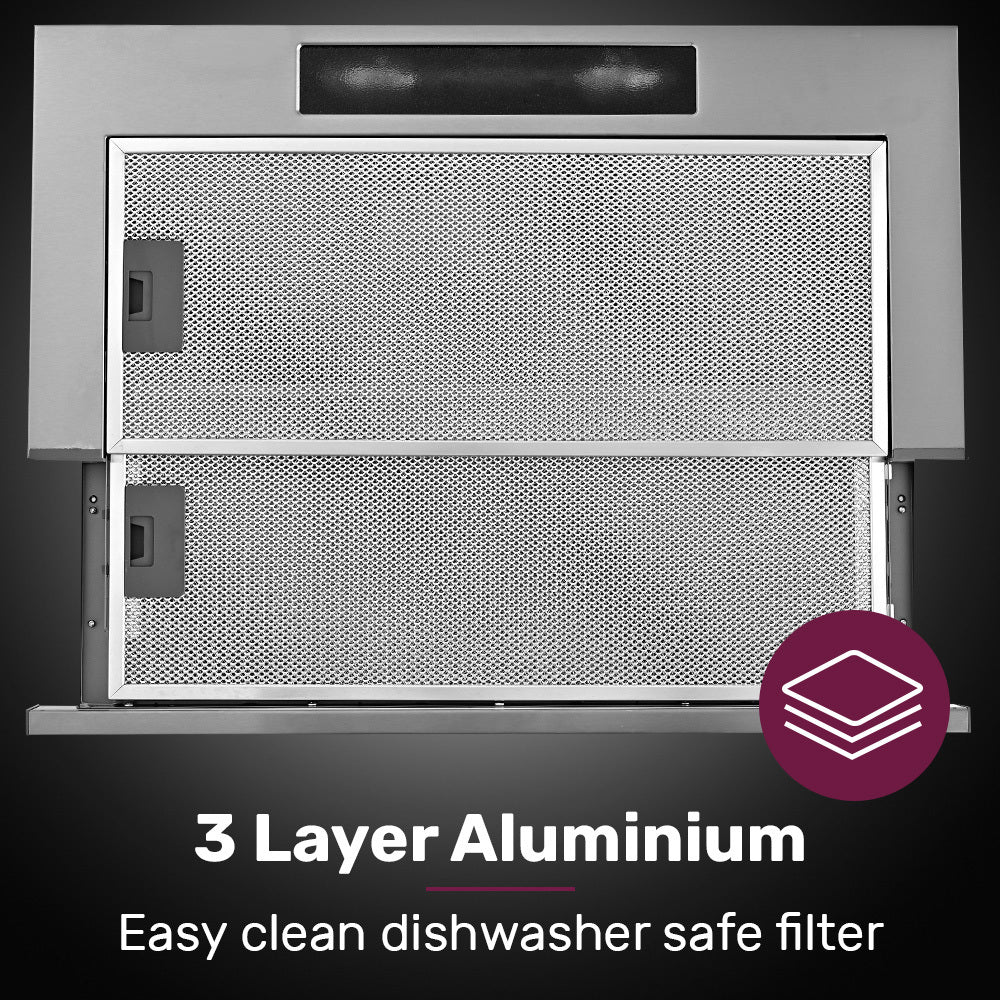 EUROCHEF Slideout Rangehood | 60cm | Stainless Steel | 2-Speed | Halogen Lights | ESR60S