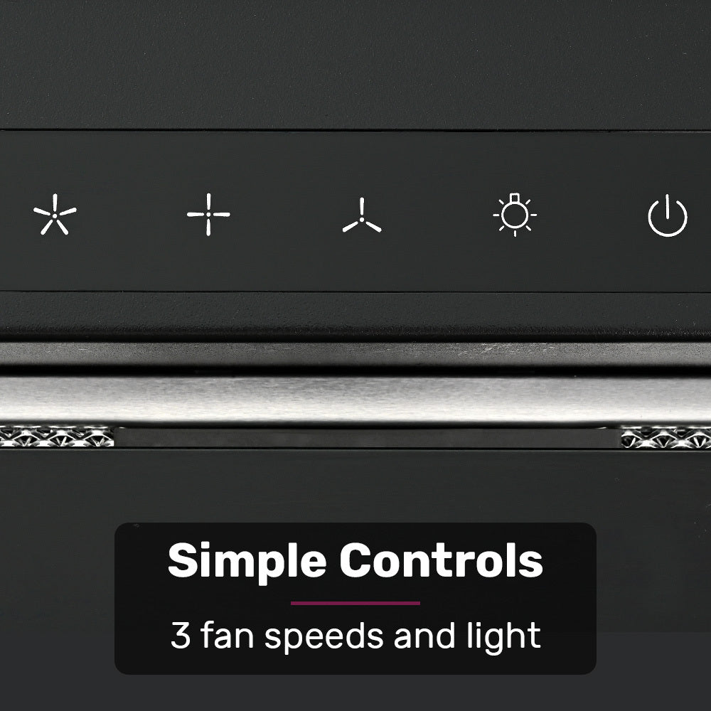 EUROCHEF Undermount Rangehood | 60cm | Black | 3-Speed | LED Lights | EUR60B