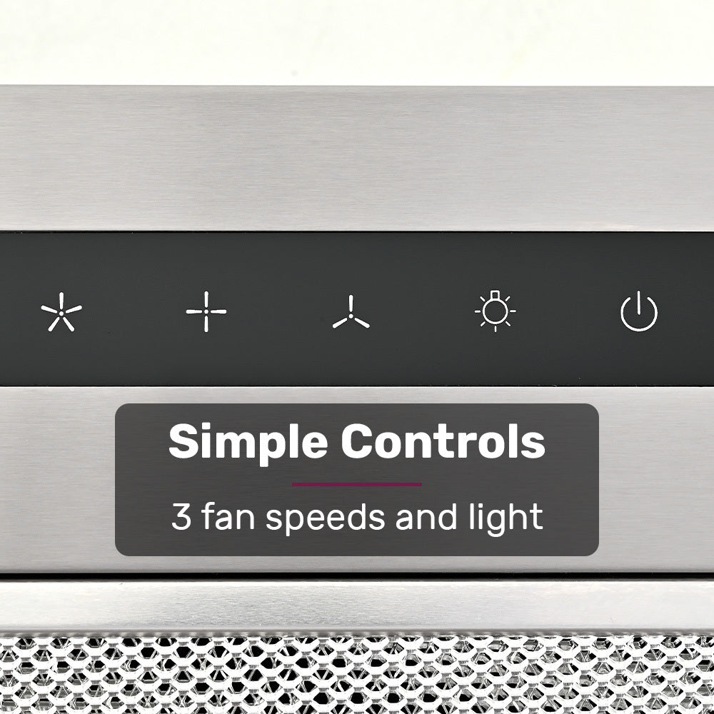 EUROCHEF Undermount Rangehood | 60cm | Silver | 3-Speed | LED Lights | EUR60N