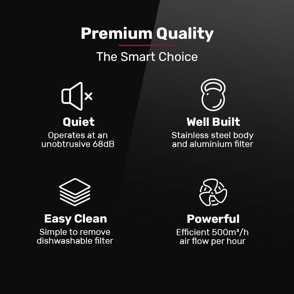 EUROCHEF Undermount Rangehood | 60cm | Silver | 3-Speed | LED Lights | EUR60N