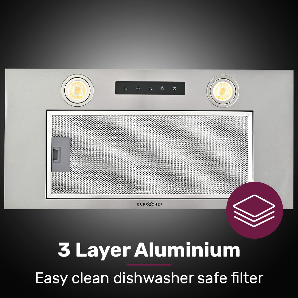 EUROCHEF Undermount Rangehood | 60cm | Silver | 3-Speed | LED Lights | EUR60N