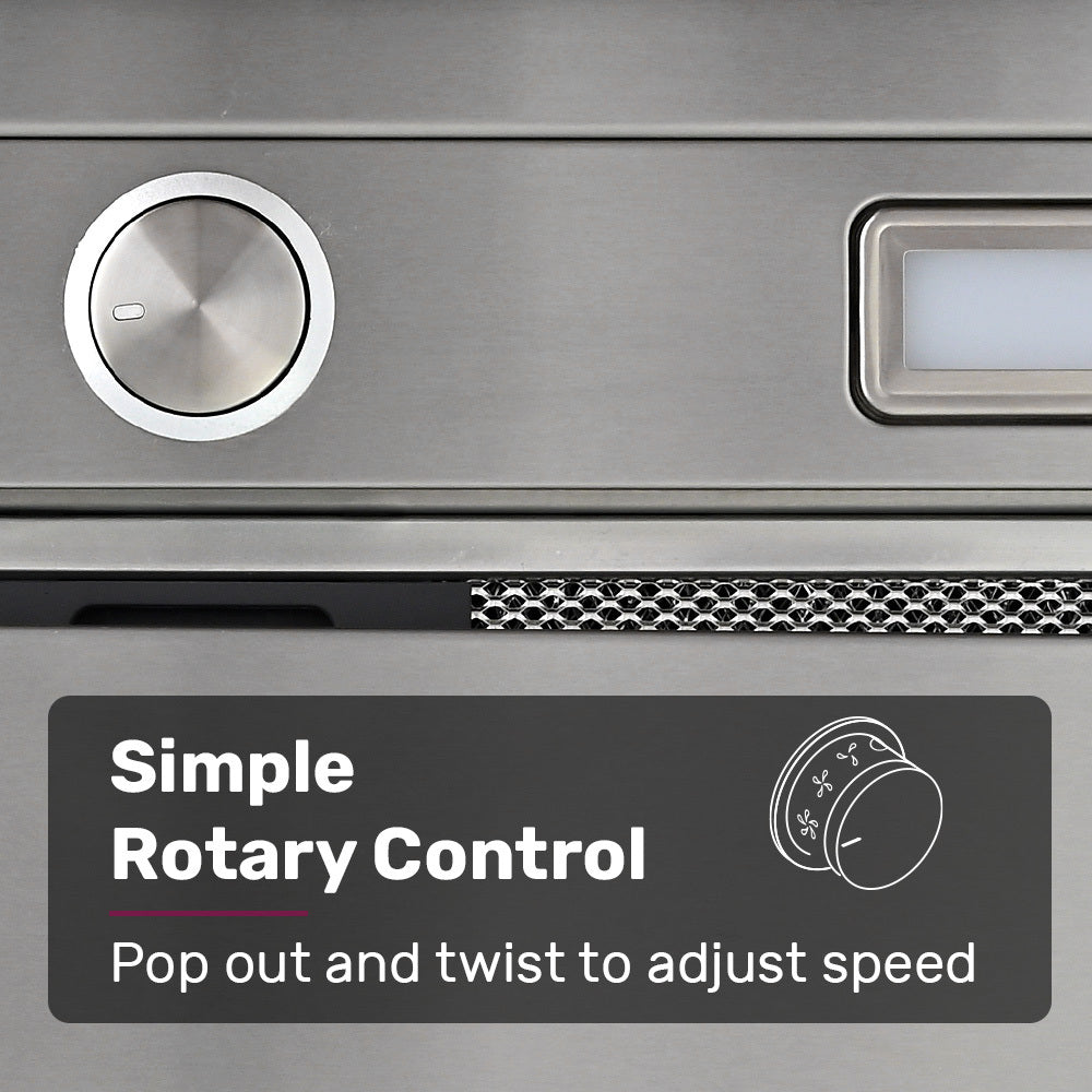 EUROCHEF Undermount Rangehood | 60cm | Stainless Steel | 3-Speed | LED Lights | EUR60S