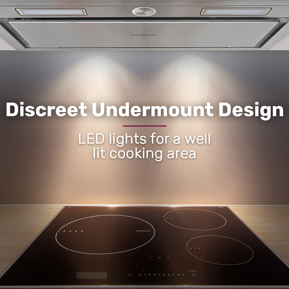 EUROCHEF Undermount Rangehood | 60cm | Stainless Steel | 3-Speed | LED Lights | EUR60S