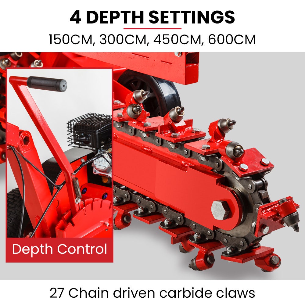 BAUMR-AG Trench Digger | TRN660 | 8HP | 600mm x 90mm | Heavy-Duty Carbide Claws | EZ Start | Adjustable Controls