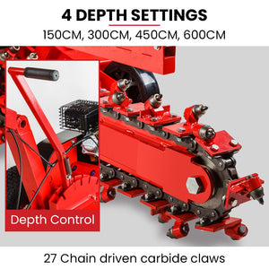 BAUMR-AG Trench Digger | TRN660 | 8HP | 600mm x 90mm | Heavy-Duty Carbide Claws | EZ Start | Adjustable Controls