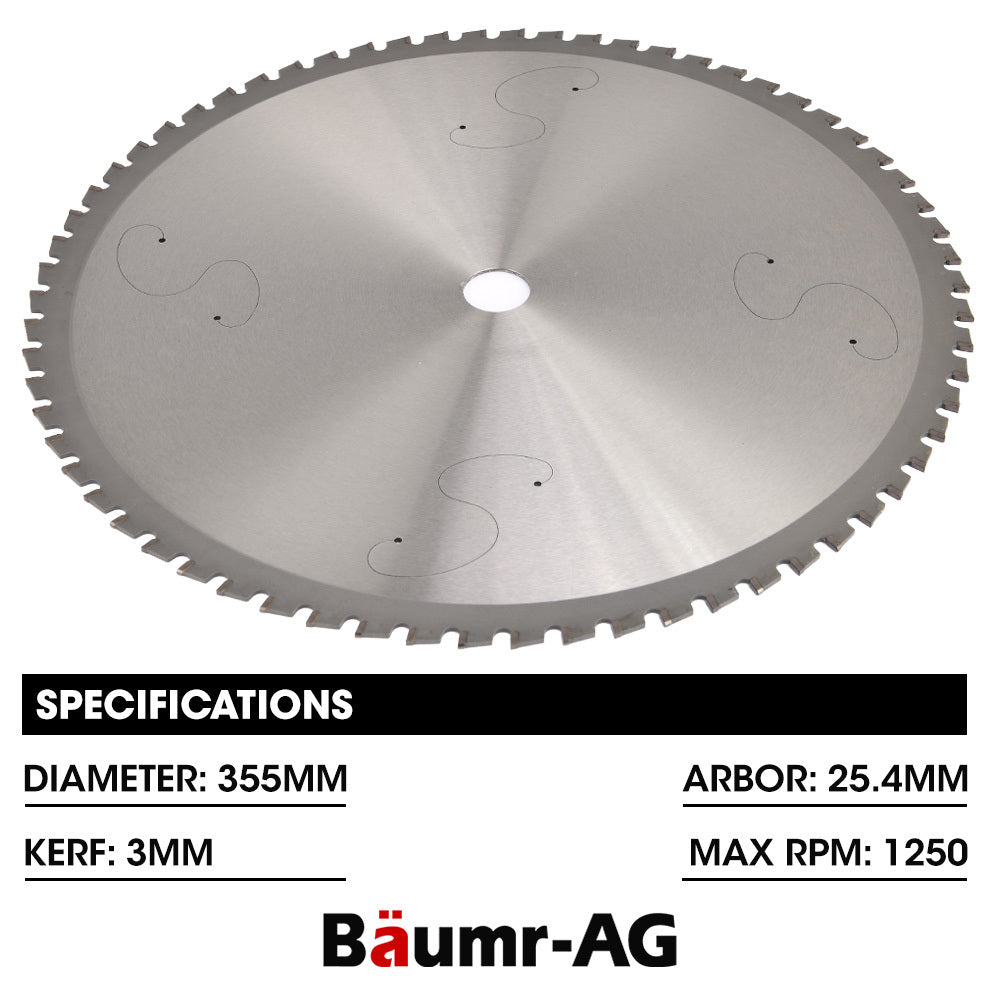 Baumr-AG 355mm Premium Ceramic Alloy Tooth Blade | Low Spark Cold Cut | for Metal Cut Off Saw