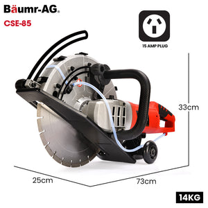 BAUMR-AG Concrete Saw | 3500W | 350mm (14") | Wet & Dry | Vacuum Port | 15A Plug