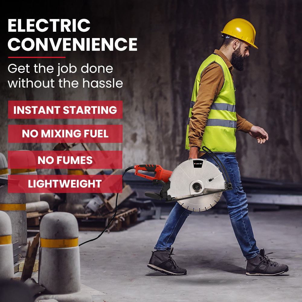 BAUMR-AG Concrete Saw | 3500W | 350mm (14") | Wet & Dry | Vacuum Port | 15A Plug