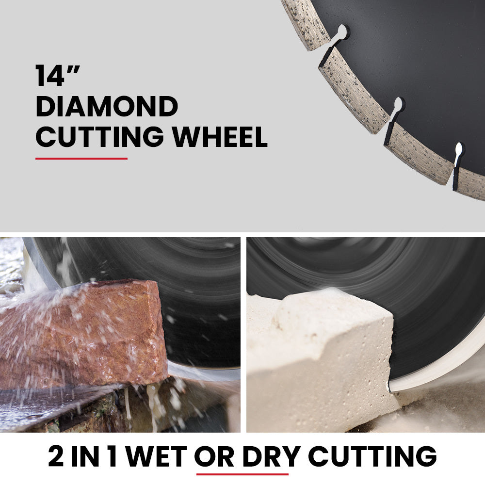 BAUMR-AG Concrete Saw | 3500W | 350mm (14") | Wet & Dry | Vacuum Port | 15A Plug