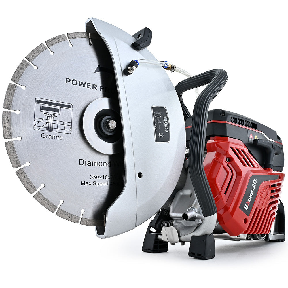 BAUMR-AG 350mm Concrete Demolition Saw | 74cc 2-Stroke | 14" Diamond Blade | Wet & Dry Cutting | Anti-Vibration System