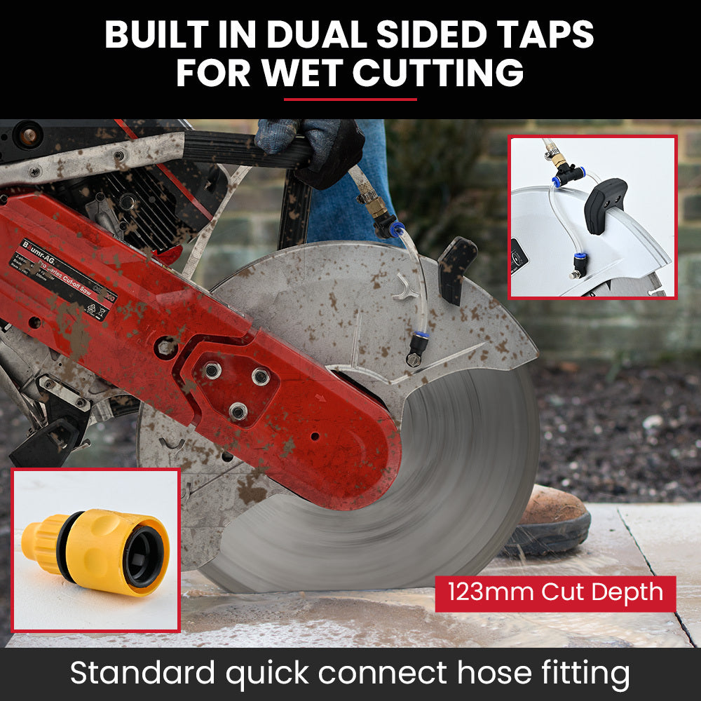 BAUMR-AG 350mm Concrete Demolition Saw | 74cc 2-Stroke | 14" Diamond Blade | Wet & Dry Cutting | Anti-Vibration System