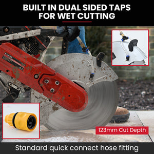 BAUMR-AG 350mm Concrete Demolition Saw | 74cc 2-Stroke | 14" Diamond Blade | Wet & Dry Cutting | Anti-Vibration System