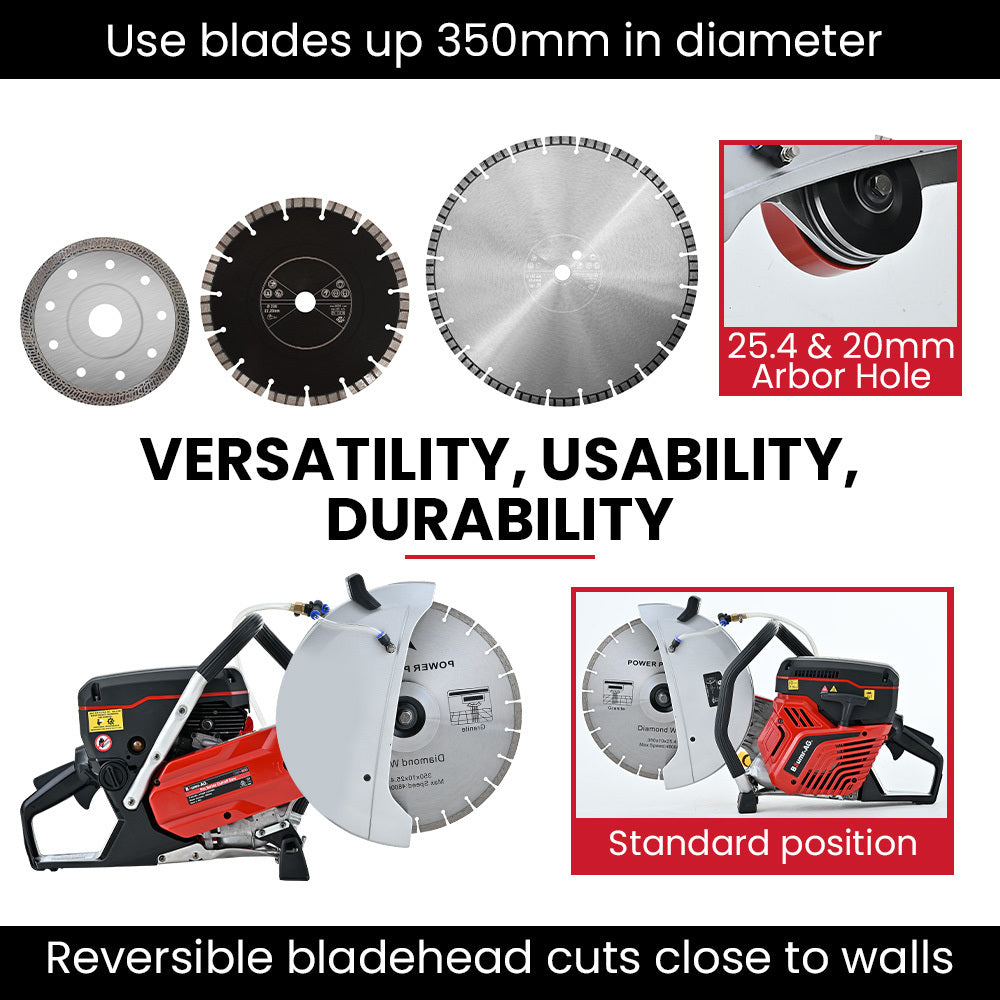 BAUMR-AG 350mm Concrete Demolition Saw | 74cc 2-Stroke | 14" Diamond Blade | Wet & Dry Cutting | Anti-Vibration System