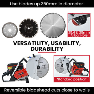 BAUMR-AG 350mm Concrete Demolition Saw | 74cc 2-Stroke | 14" Diamond Blade | Wet & Dry Cutting | Anti-Vibration System