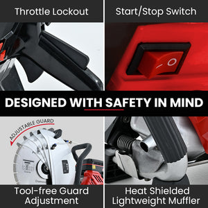 BAUMR-AG 350mm Concrete Demolition Saw | 74cc 2-Stroke | 14" Diamond Blade | Wet & Dry Cutting | Anti-Vibration System