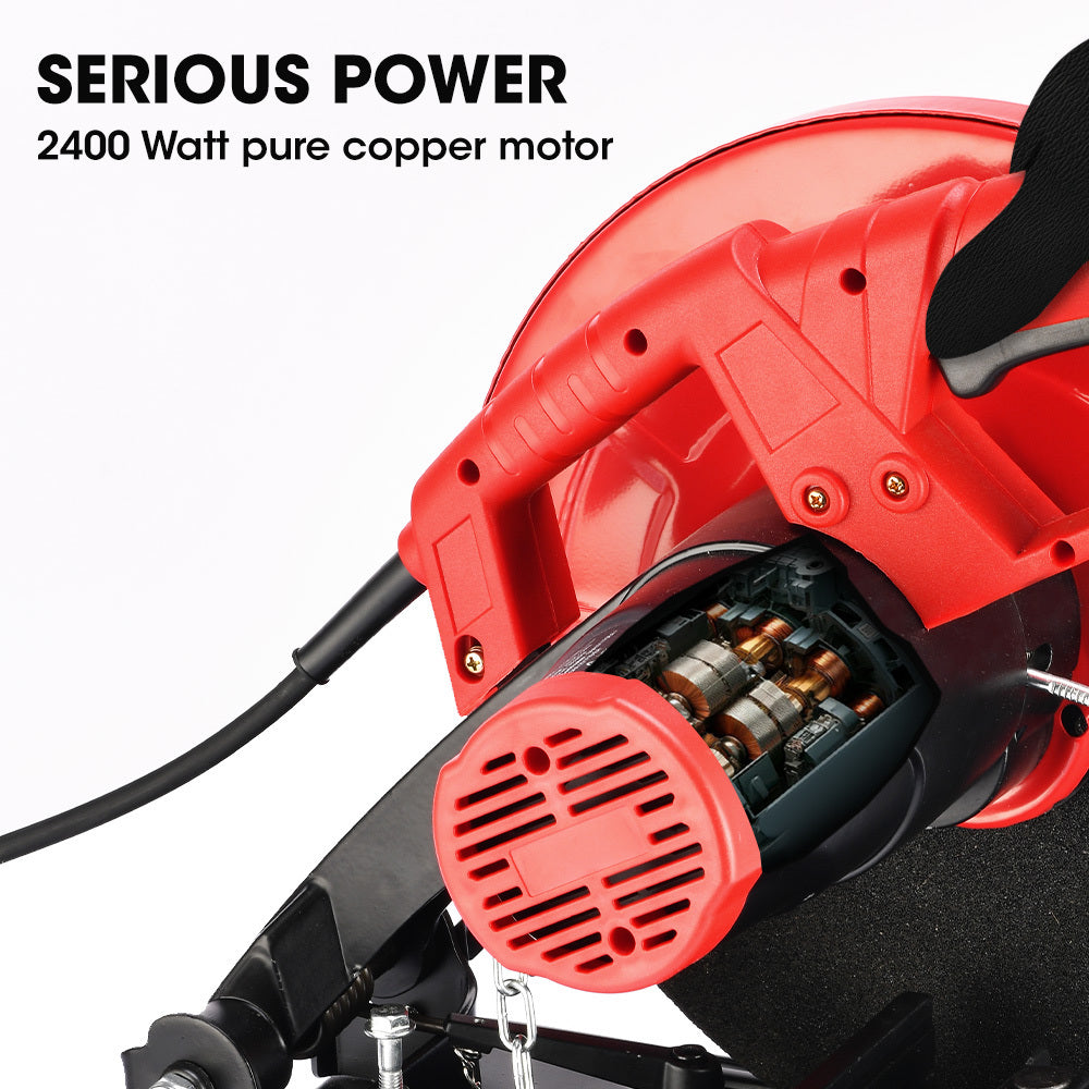 Baumr-AG 2400W Metal Cut Off Cold Saw | 355mm (14") Blade | Soft Start | 45° Mitre Chop Cutting