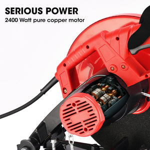 Baumr-AG 2400W Metal Cut Off Cold Saw | 355mm (14") Blade | Soft Start | 45° Mitre Chop Cutting