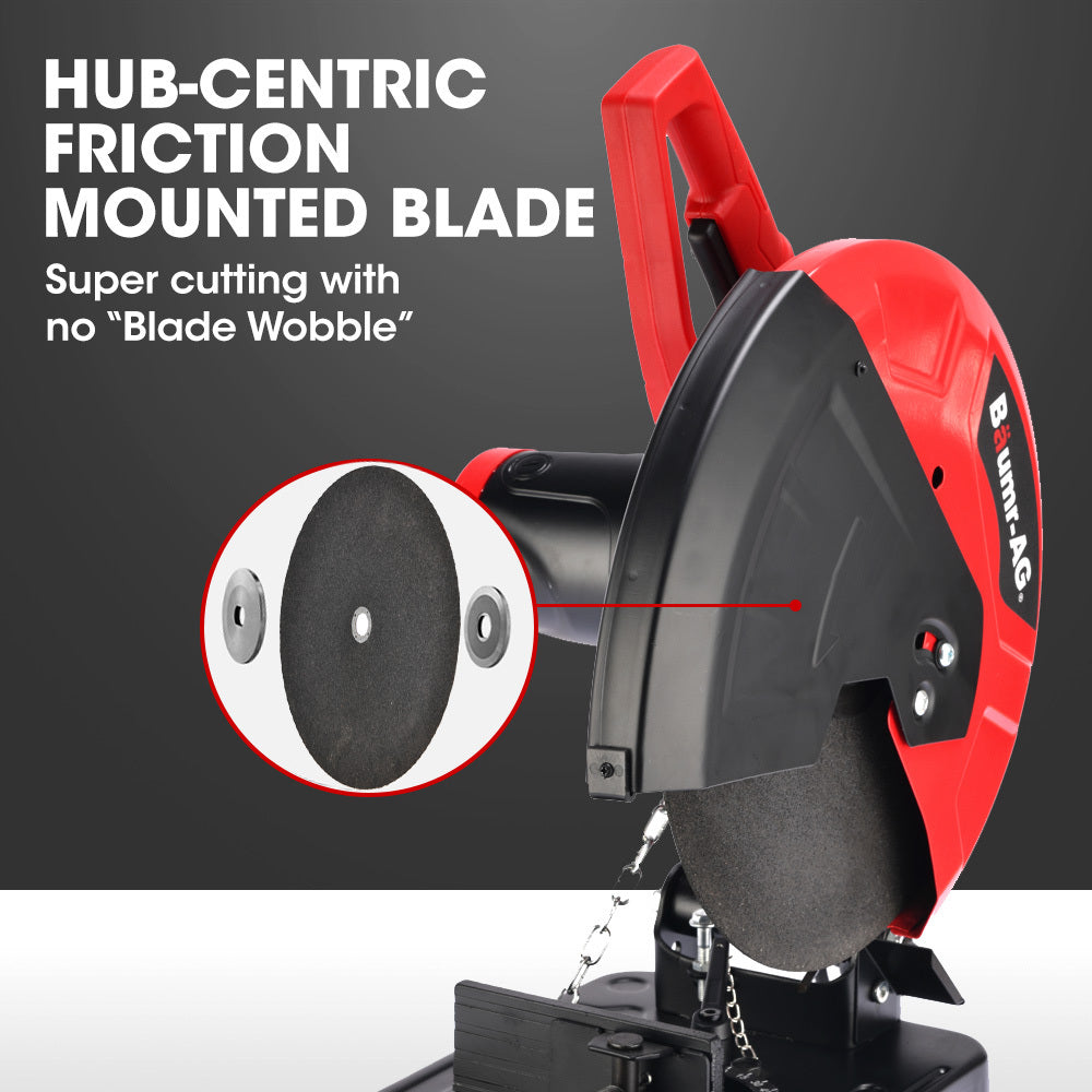 Baumr-AG 2400W Metal Cut Off Cold Saw | 355mm (14") Blade | Soft Start | 45° Mitre Chop Cutting