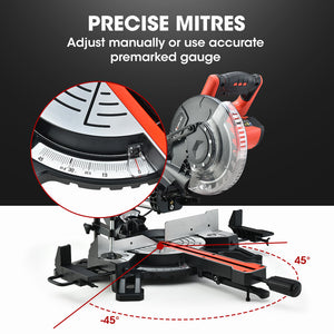 BAUMR-AG Compound Mitre Saw | 210mm | Dual Bevel Sliding Drop Saw | 1500W