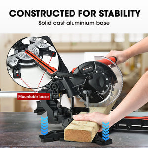 BAUMR-AG Compound Mitre Saw | 210mm | Dual Bevel Sliding Drop Saw | 1500W