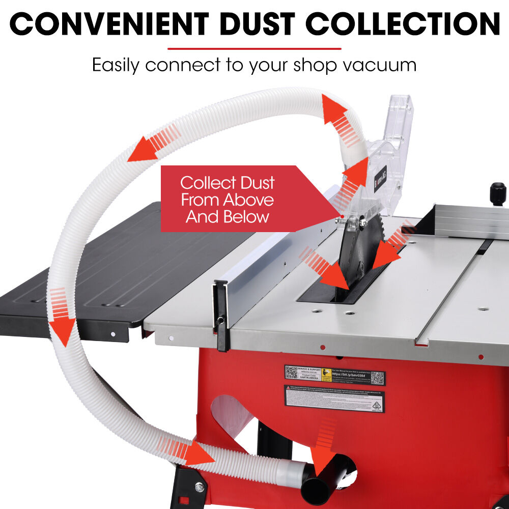BAUMR-AG 2000W Compound Table Saw | 255mm (10") Blade | Expandable Worktop | 45° Bevel & Mitre Cuts | Stand & Vacuum Port