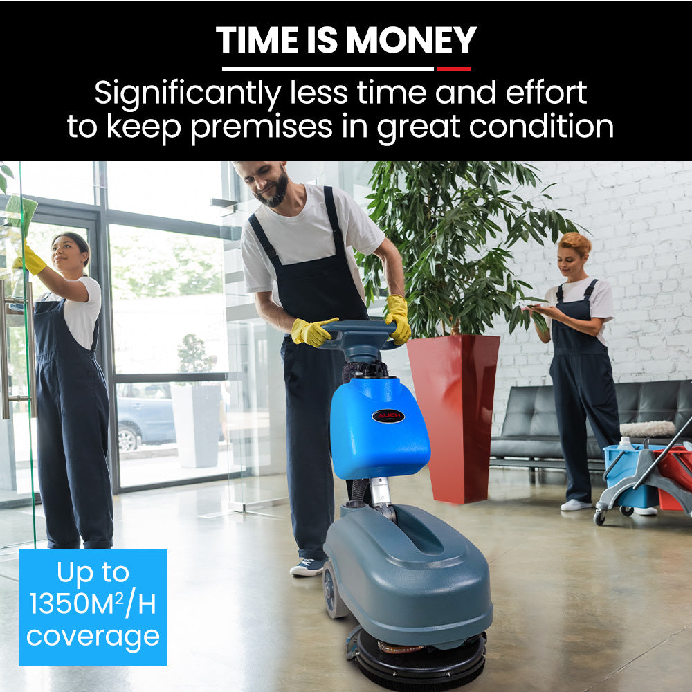 AUCH FSH14 Floor Scrubber & Dryer | 360mm, Battery Powered, Walk Behind, Commercial Grade