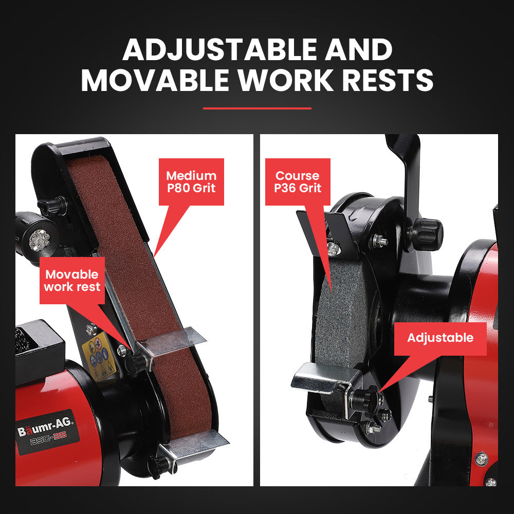 BAUMR-AG Bench Grinder & Belt Sander Combo | 150mm Grinding Disc | 50 x 686mm Linisher | Worklight | Brushless Motor